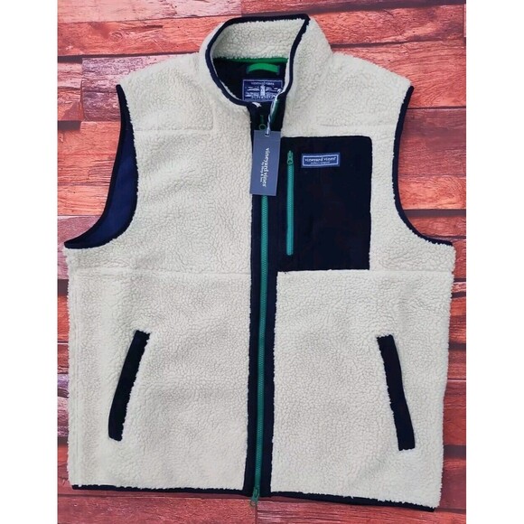 Vineyard Vines  Sherpa Supershep Vest Stone Vest Jacket Mens Size XL NWT - Picture 1 of 5